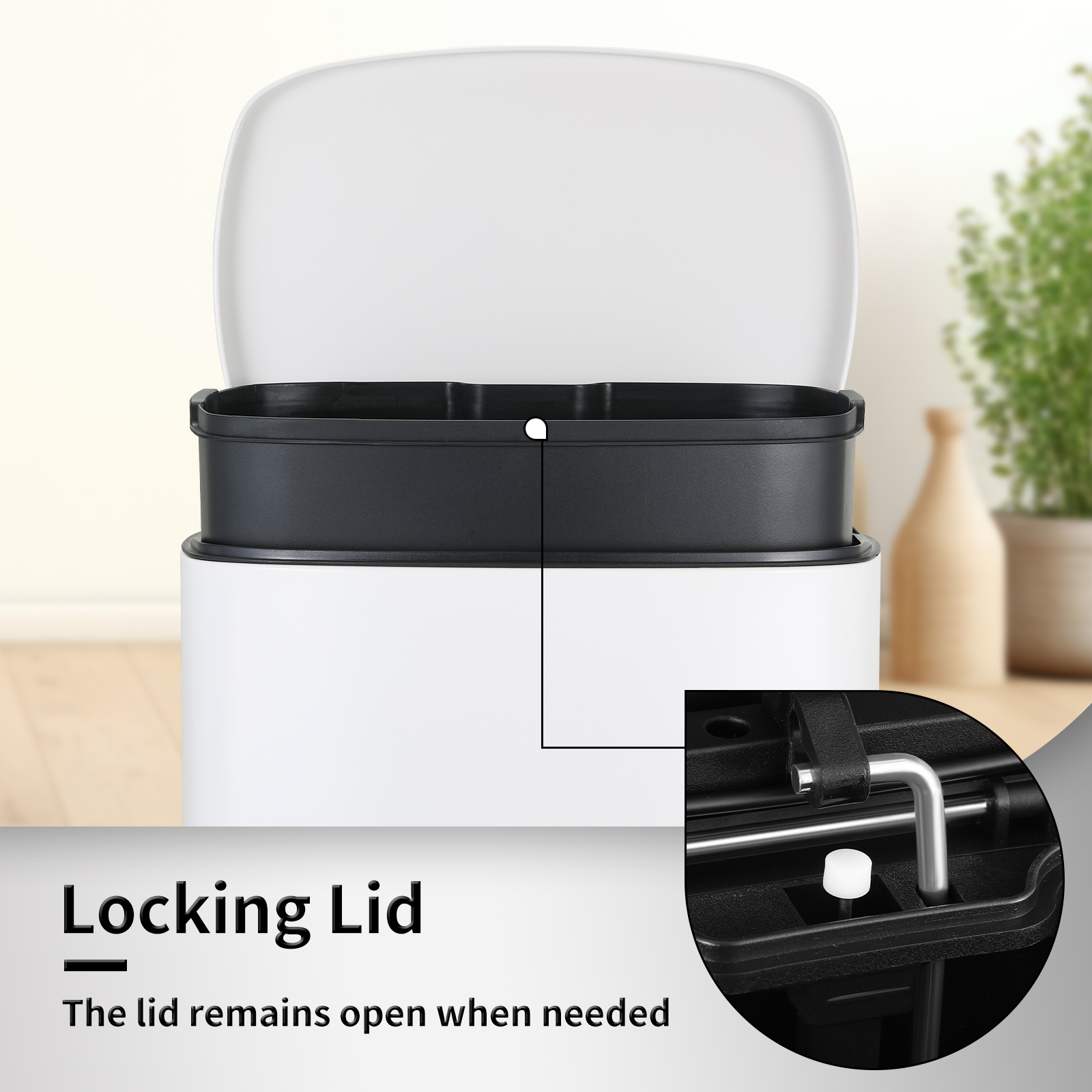 TLSUNNY 13.2+1.3 Gal Trash Can Set, Stainless Steel Step Garbage Bin Combo with Removable Inner Buckets, Lid Dustbin, for Kitchen, Home