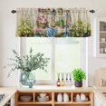thumbnail image 5 of 3 Piece Kitchen Curtains and Valances Set Spring Daisy Cafe Curtains 36 Inch Length Flowers Farmhouse Leaves Floral Pots Country Retro Valance & Tier Curtain for Living Room Bedroom 54"x18"+27"x36"*2, 5 of 6