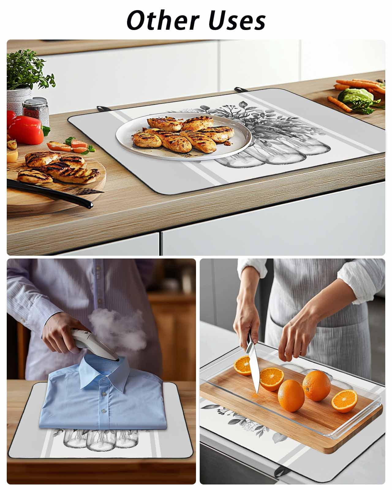 Stove Top Covers for Electric Stove, Eucalyptus Gray Glass Stovetop Cover Protector, Stripes Bottle Flower Cactus Plant Induction Cooktop Protector Oven Mat for Kitchen Countertop 24"x21"