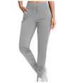 thumbnail image 4 of YDFCWXW Womens Fleece Lined Athletic Joggers High Waisted Winter Warm Thermal Sweatpants Workout Lounge Yoga Pants with Pockets Light Gray, L, 4 of 9