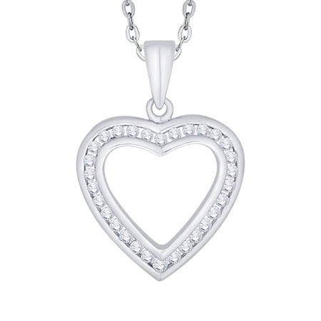 KATARINA Diamond Heart Pendant Necklace in 10K White Gold (1/2 cttw, G-H, I2-I3)