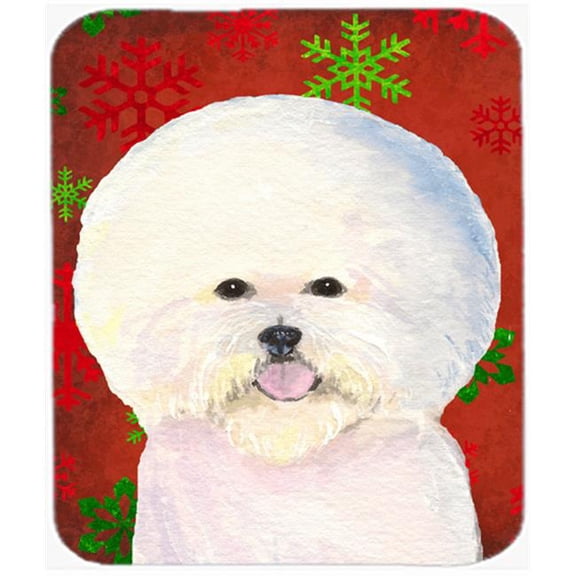 Bichon Frise Red and Green Snowflakes Christmas Mouse Pad, Hot Pad or Trivet