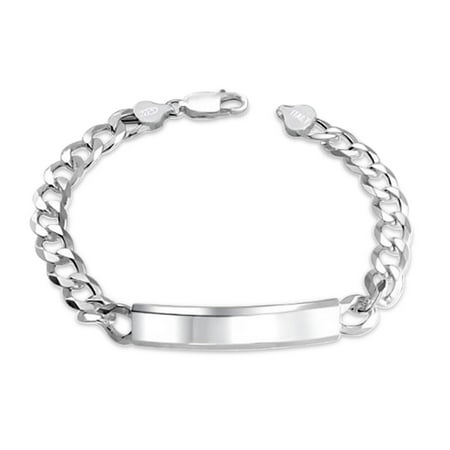 Bling Jewelry 925 Silver Italy Curb Chain Link 180 Gauge Mens ID Bracelet