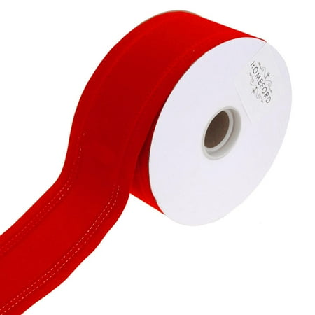 - Waterproof Velvet Dual Christmas Ribbon Wired Edge, Red, 2-1/2-Inch, 25-Yard