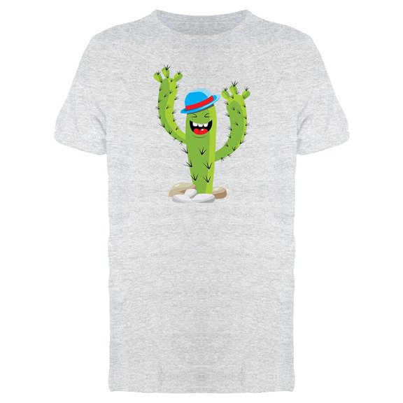 Happy Cactus Laughing Blue Hat Tee Men's -Image by Shutterstock