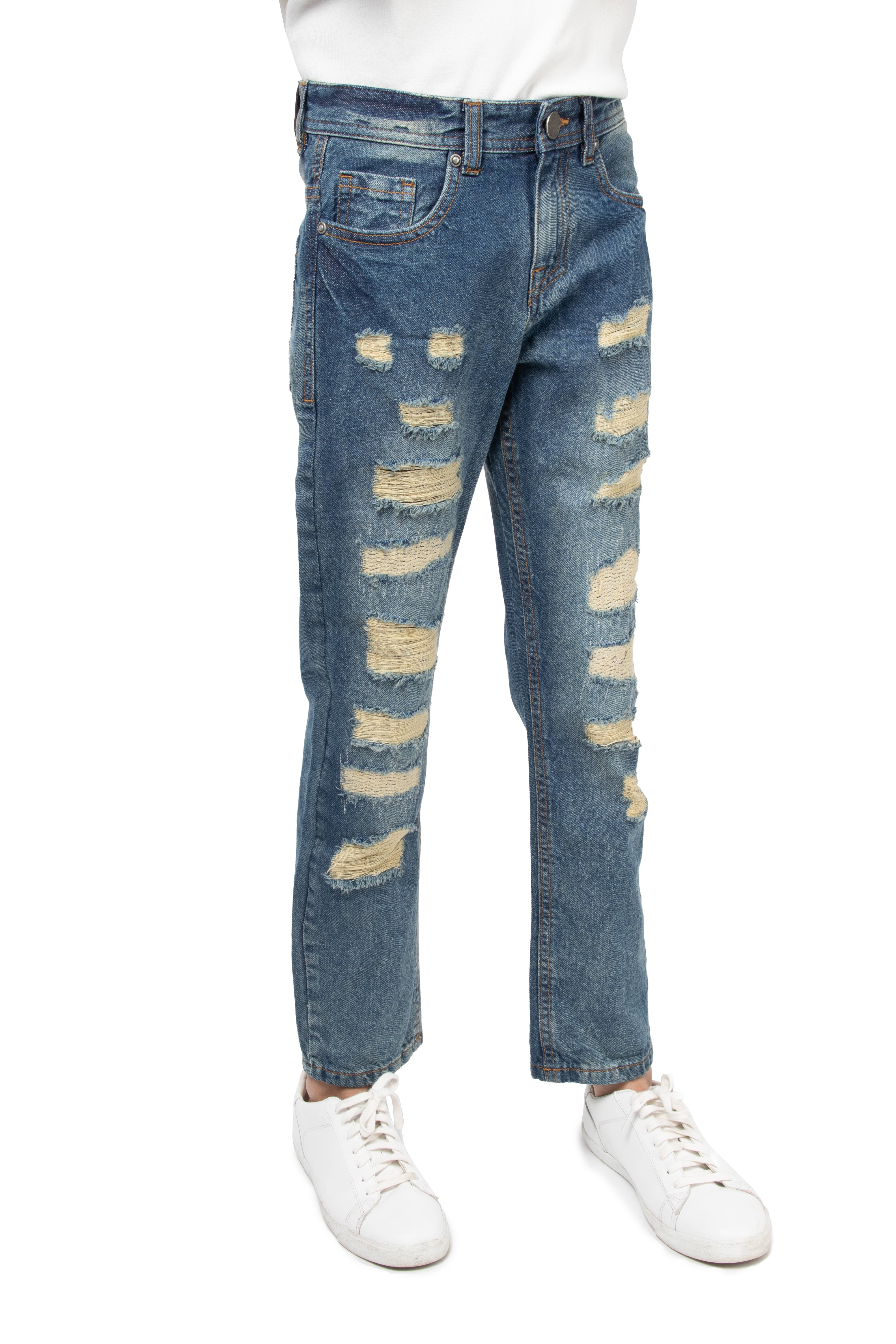 X RAY Skinny Ripped Jeans for Boys Distressed Slim Fit Denim