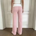 thumbnail image 4 of Lounge Yoga Pants for Women Fold Over Low Waist Wide Leg Sweatpants Flare Leggings Bell Bottoms Y2K Foldover Pants Pink XL, 4 of 4