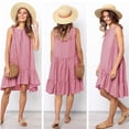 thumbnail image 1 of Vestidos largos Fnochy para mujer, vestido de verano en liquidación, moda, cuello redondo, sin mangas, lunares, suelto, vestido con volantes grandes, 1 of 7