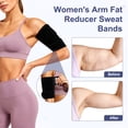thumbnail image 4 of Uxcell 1 par de bandas de sudor para brazos, mangas de compresión para brazos, cinturón sauna para mujeres brazos/deportes [Tamaño S/M, Negro/Plata], 4 of 6