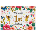 thumbnail image 6 of Fairy Themed First Birthday Banner with Flowers Butterflies and Stars Birthday Party Decorations Photography Props Backdrop Happy Birthday Party Supplies, 6 of 7