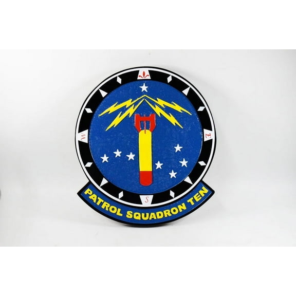 VP-10 Red Lancers Plaque, 14", Mahogany, Navy