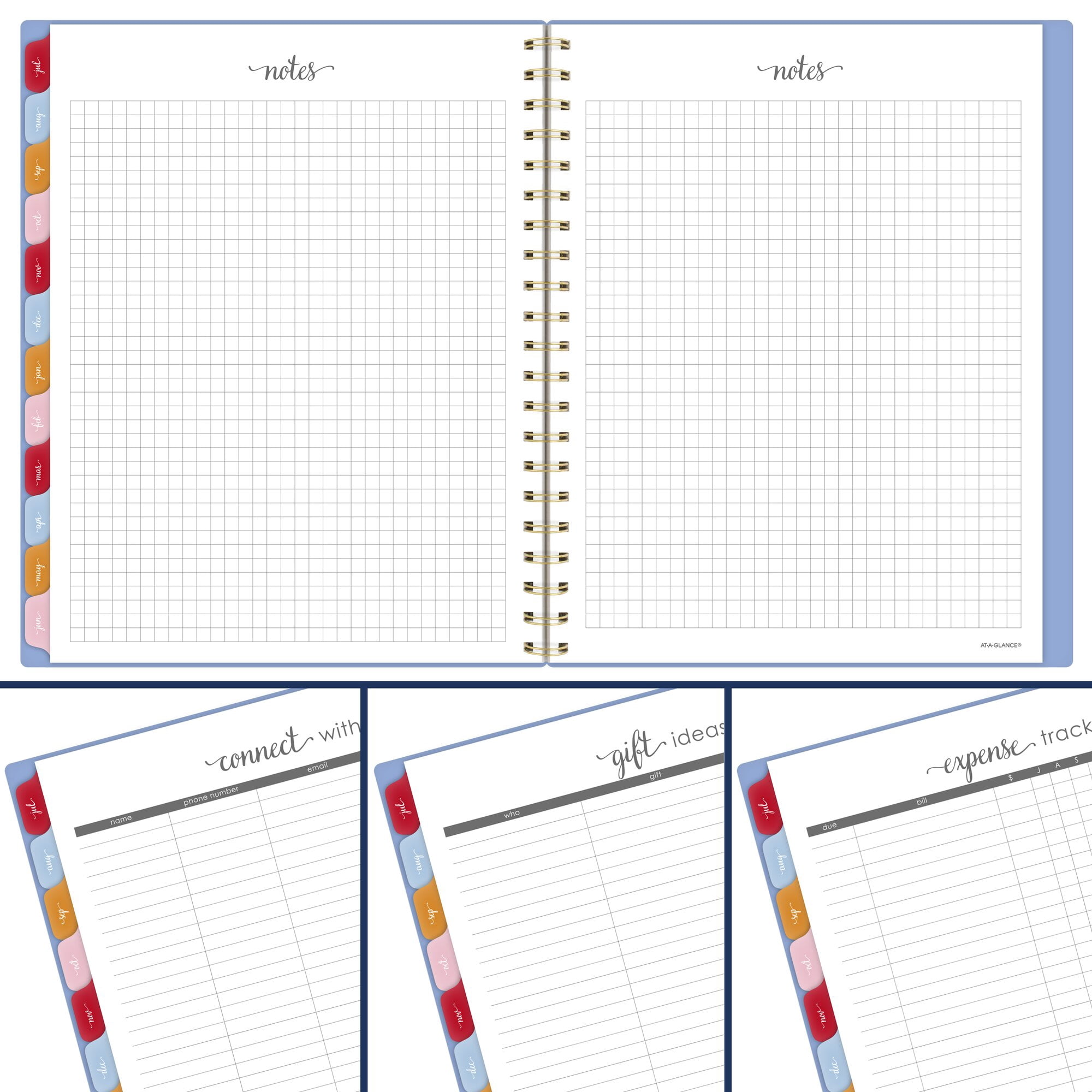 AT-A-GLANCE Harmony Academic 2026-2027 Weekly Monthly Planner Blue Aura Large 8