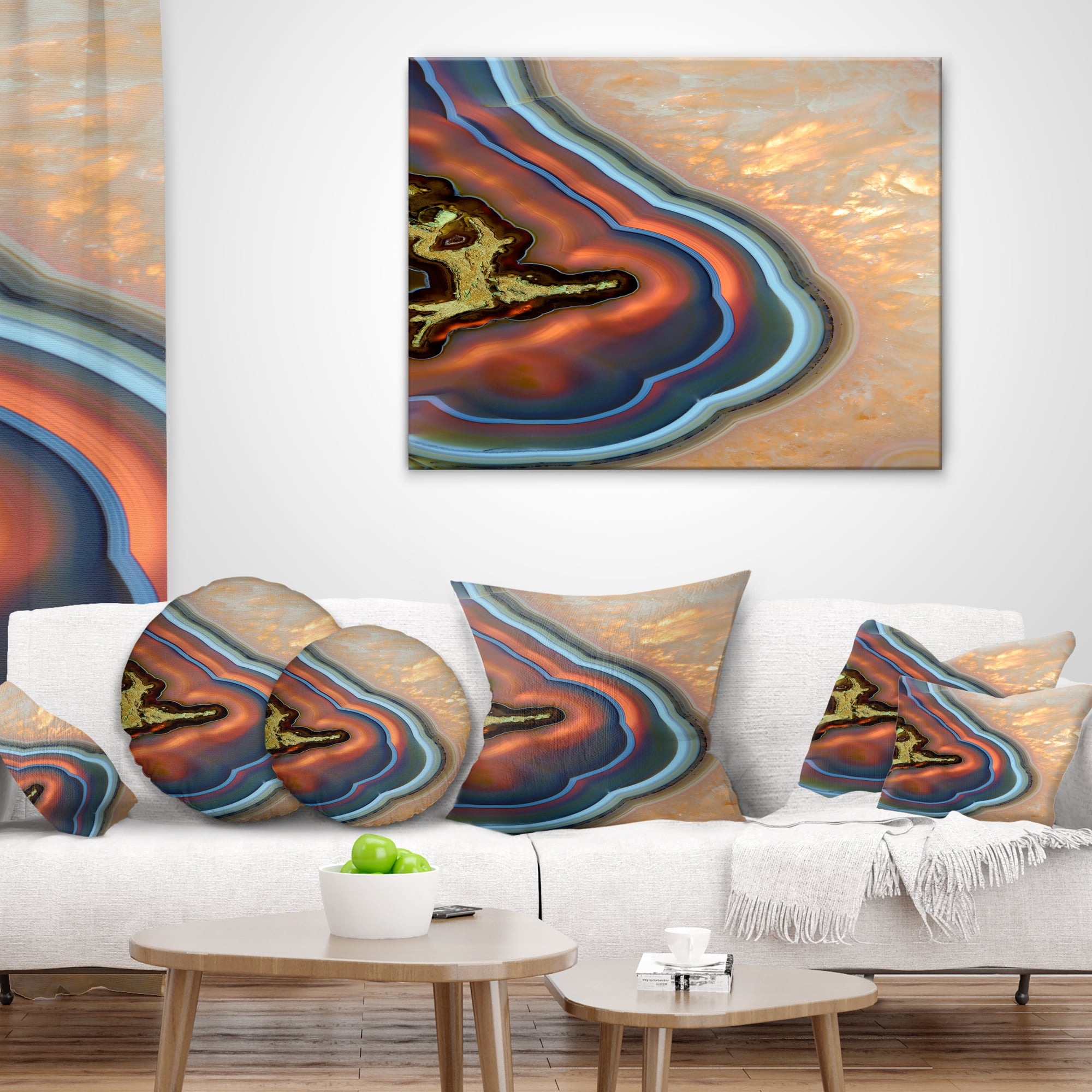 Designart Abstract Mineral Texture - Abstract Throw Pillow - 16x16
