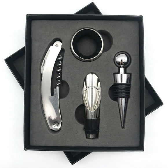 ZOUSSIQI Wine Opener Set Rustproof Stainless Steel Exquisite Packaging Handle Corkscrew Kit for Home Bar Restaurant Gifts Black JU316-121827