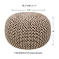 thumbnail image 4 of REDEARTH Round Pouf Ottoman - Hand Knitted Cable Boho Poof Home Décor Pouffe Circular Footrest for Living Room - Bedroom - Lounge - 100% Cotton (19.5"x19.5"x14") - Beige Ivory, 4 of 7