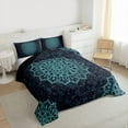 thumbnail image 3 of Manfei Female Men Blue Mandala Bedding Comforter Set 2pcs,Exotic Style Twin Comforter Sets Microfiber,Bohemian Hippie Flower Breathable Bedding Set,Microfiber Bedroom Decor,Reversible, 3 of 8
