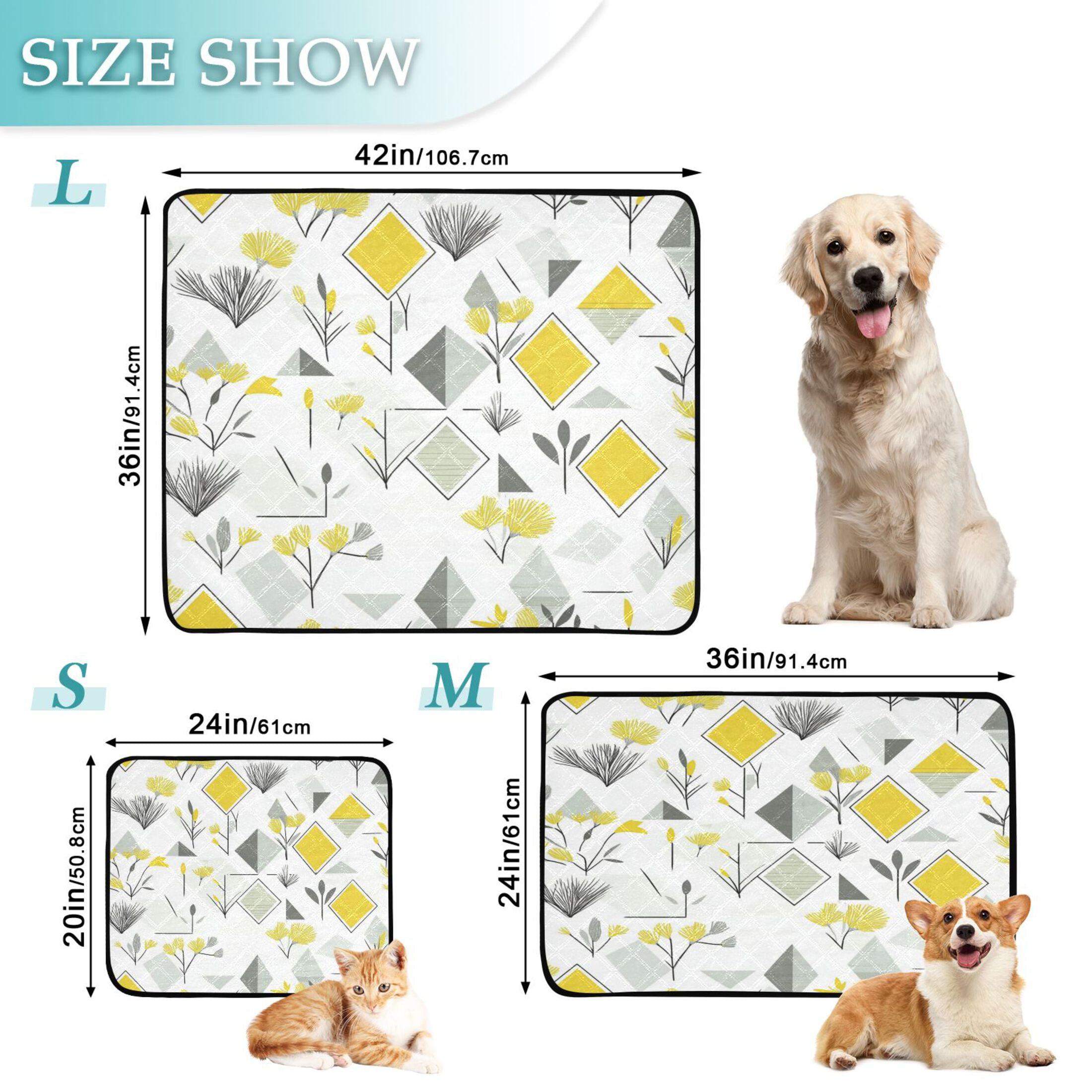 Washable Pet Pee Pads with Super Absorbent Reusable Training Pads for Dogs & Cats Yellow and Gray Geometric