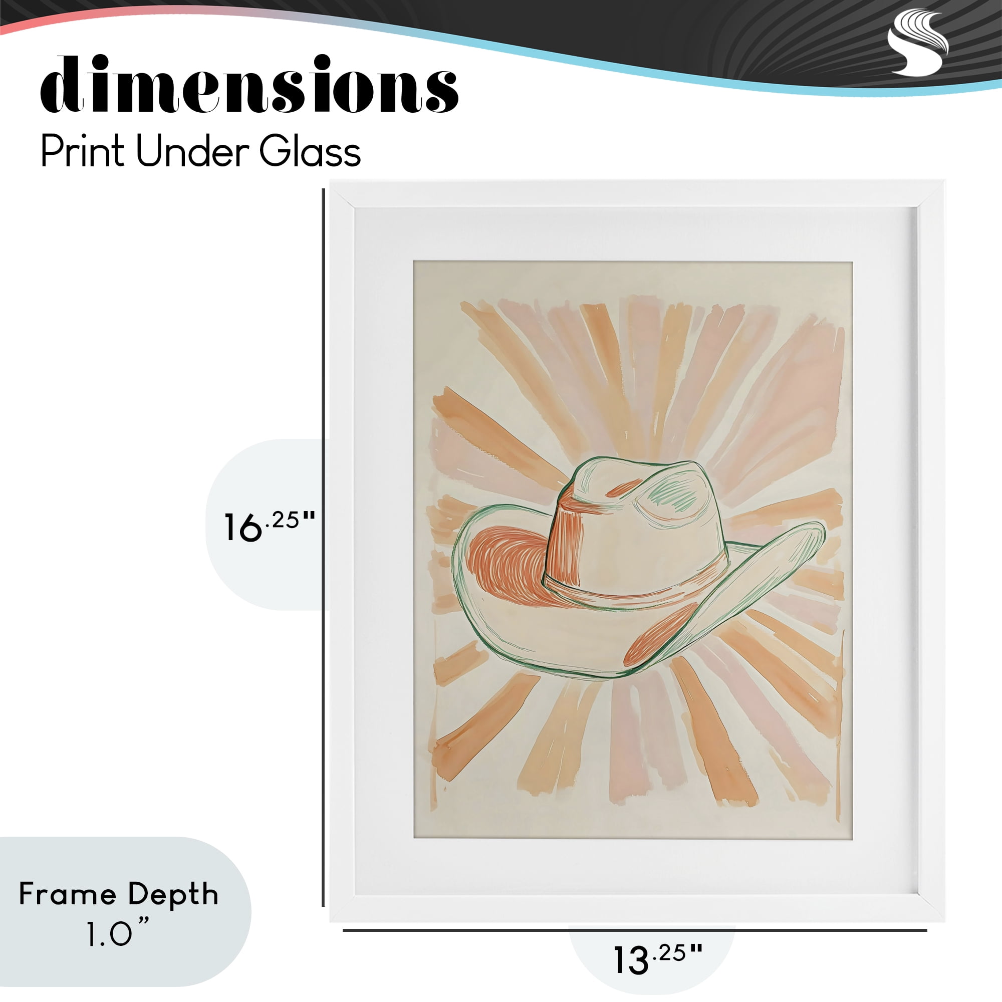 Stupell Industries Sunburst & Cowboy Hat White Framed Print Under Glass, design by The Prints Vibe