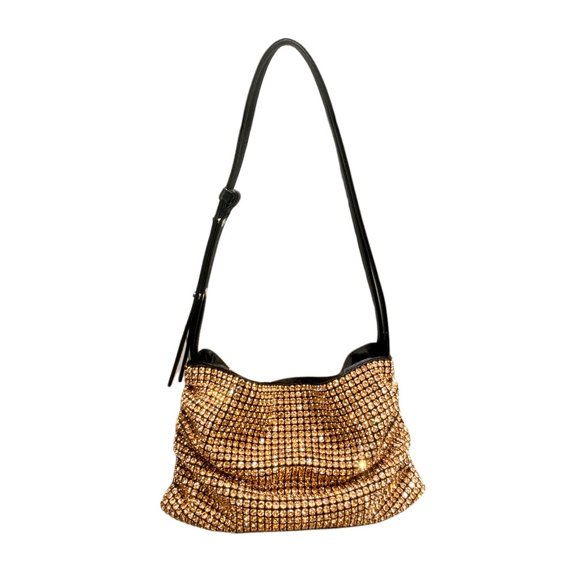 Rhinestone Clutch Purse for Women Sparkly Evening Bag Shiny Zipper Shoulder Bag Small Glitter Money Handbag for Date Party.