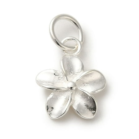 3pc 925 Sterling Silver Flower Charms with Jump Rings Silver 12x9.5x2mm Hole: 4mm