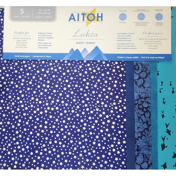 Aitoh Lotka Paper Pack 8.5"X11" 5/Pkg-Blues