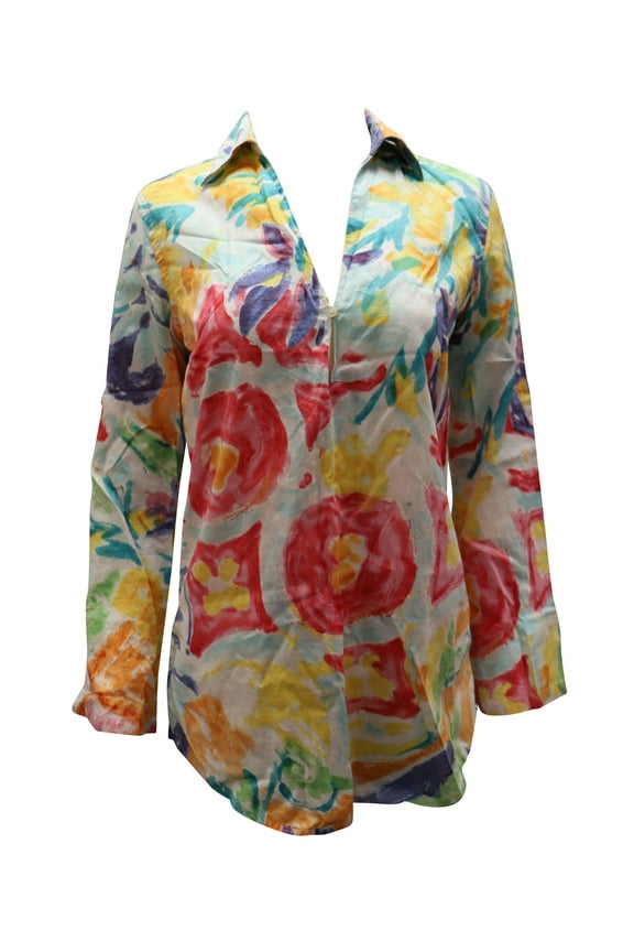 Pre-Owned Ralph Lauren Watercolor Tunic Top in Multicolor Cotton