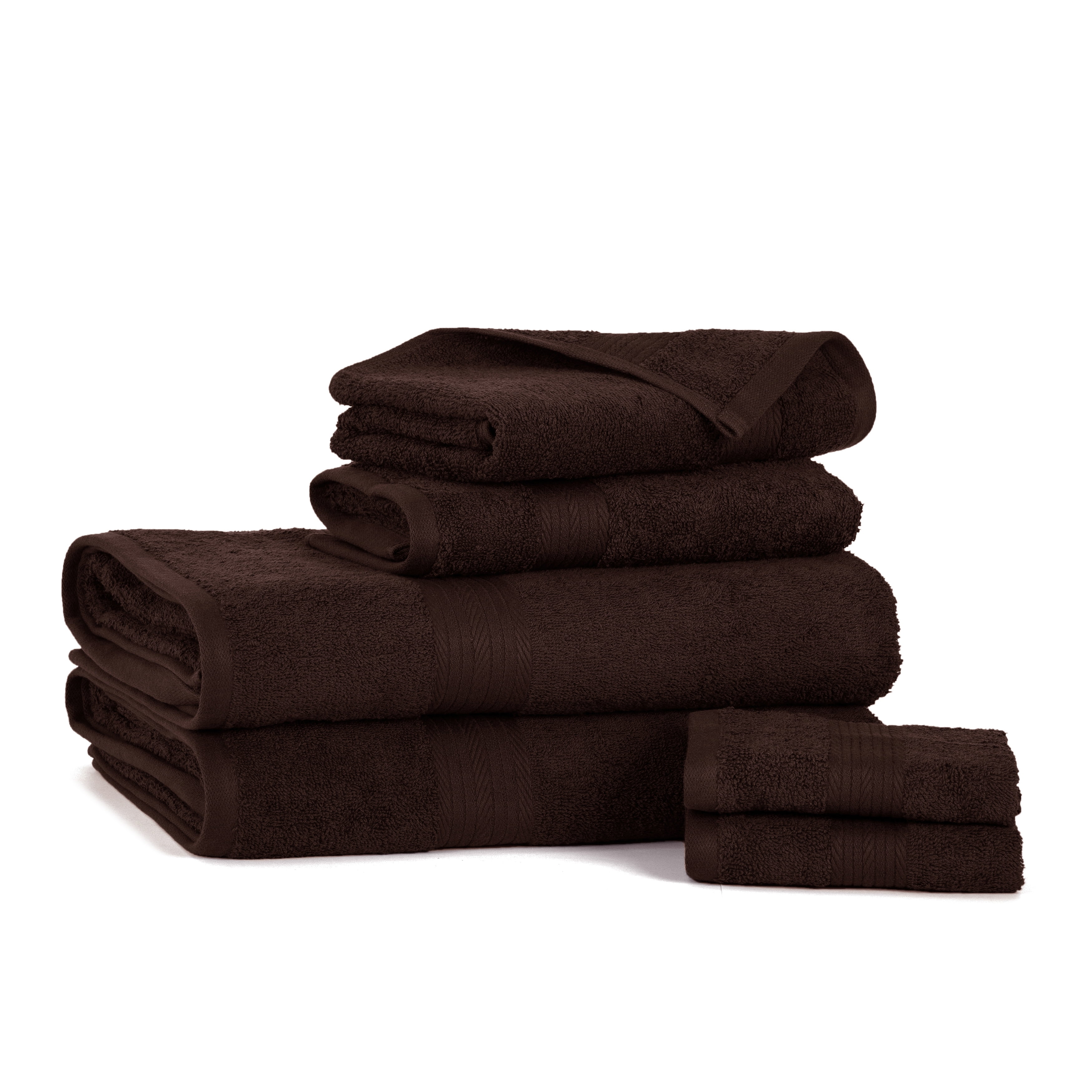 Bath Towel Set, Dark Brown - 2 Design Options