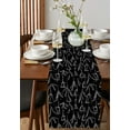 thumbnail image 4 of Table Runner Dresser Scarves 72 Inch Long, Minimalist Sketch Floral Linen Dining Table Runners Tulip Flower Leaves on Black Tabletop Scarf for Wedding Holiday Party Kitchen, 4 of 7