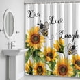 thumbnail image 5 of Sunflower Shower Curtain for Bathroom Decor, Bee Yellow Floral Summer Waterproof Fabric Shower Curtain, 72"x96" Set with 12 Hooks, 5 of 9