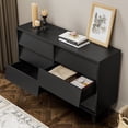 thumbnail image 6 of 6 Drawer Dresser,Vintage Bevel Design Double Dresser,Chest of Drawers for Living Room,Hallway,Black, 6 of 7