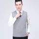 thumbnail image 2 of Chaleco de hombre, suéteres de punto, color beige, cuello en V, sin mangas, liso, para negocios, holgado, estilo coreano, informal, XS, 2 of 4