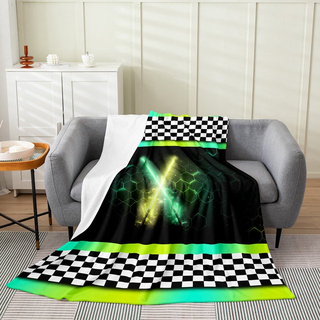 Erosebridal Lightsaber Sherpa Blanket, Sports Game Fuzzy Blanket Throw, Geometric Decor