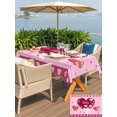 thumbnail image 4 of Outdoor Tablecloth with Umbrella Hole and Zipper, Pink Valentines Day Rectangle Table Cloth 60x84 Inch Waterproof Tablecloth, Love Hearts Romantic Farmhouse Picnic Table Cover for Patio Camping, 4 of 7