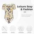 thumbnail image 4 of KLL Women 's Crew Neck Bodysuit Jumpsuits Snake And Floral Print Short onesies Stretch T Shirts, 4 of 7