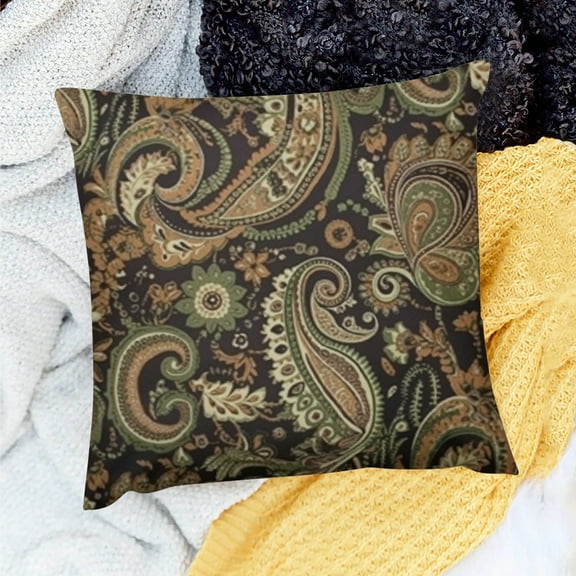 FCXZI 100% Linen Paisley Pattern Pillow Covers for Home Sofa Couch 18x18in