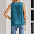thumbnail image 3 of Women's Silk Satin Camisole Tank Tops V Neck Pleated Dressy Casual Sleeveless Blouses Summer Business Work Shirt Blue M, 3 of 6