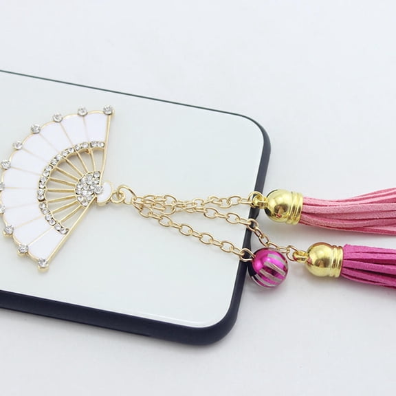 OULII DIY Phone Case Ornament, Alloy Material, Creative Fan Tassel Design 2Pcs