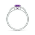 thumbnail image 2 of ANGARA Natural 1.6 ct Amethyst Criss Cross Ring with Diamonds in 925 Sterling Silver for Women (Size-9x7mm) | February Birthstone, Anniversary, Jewelry Gift for Women | Natural Amethyst Ring, 2 of 9