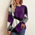 thumbnail image 2 of Dyfzdhu Long Sleeve T-shirt For Women Patchwork Printed Round Neck Loose Long Sleeve Top With Buttons Casual Top, 2 of 6