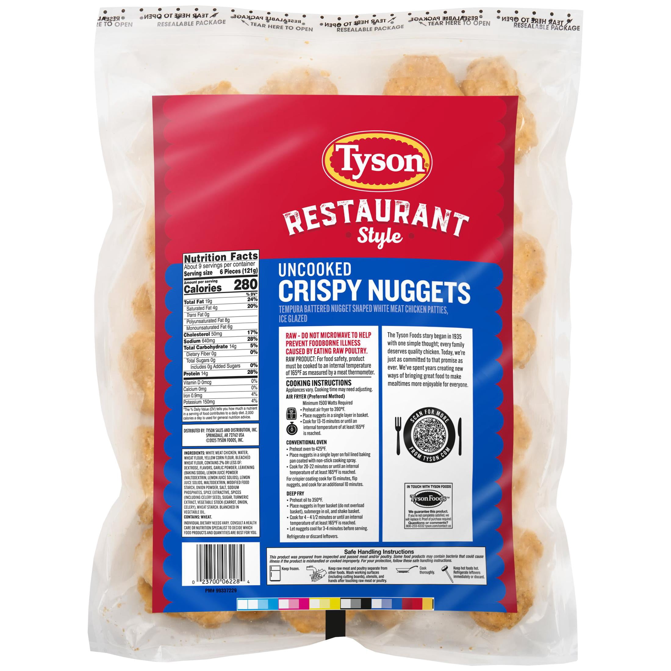 Tyson Restaurant-Style Uncooked Crispy Nuggets, 40 oz, Frozen, Plastic Bag