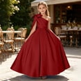 thumbnail image 2 of CHEEREAM Kids One Shoulder Dress Elegant Tulle Flower Maxi Dresses with Big Bow Girls Satin Princess Pageant Gown First Communion, 2 of 6
