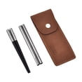 thumbnail image 1 of Palillos de viaje, cubiertos portátiles plegables con estuche de transporte negro y plata, 1 of 9