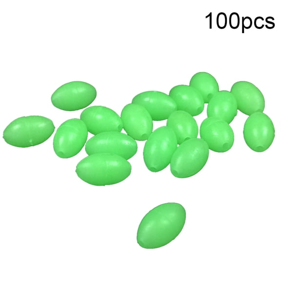 100Pcs Oval Luminous Glow in Dark Rig Beads Sea Fishing Lure Floating Tackles