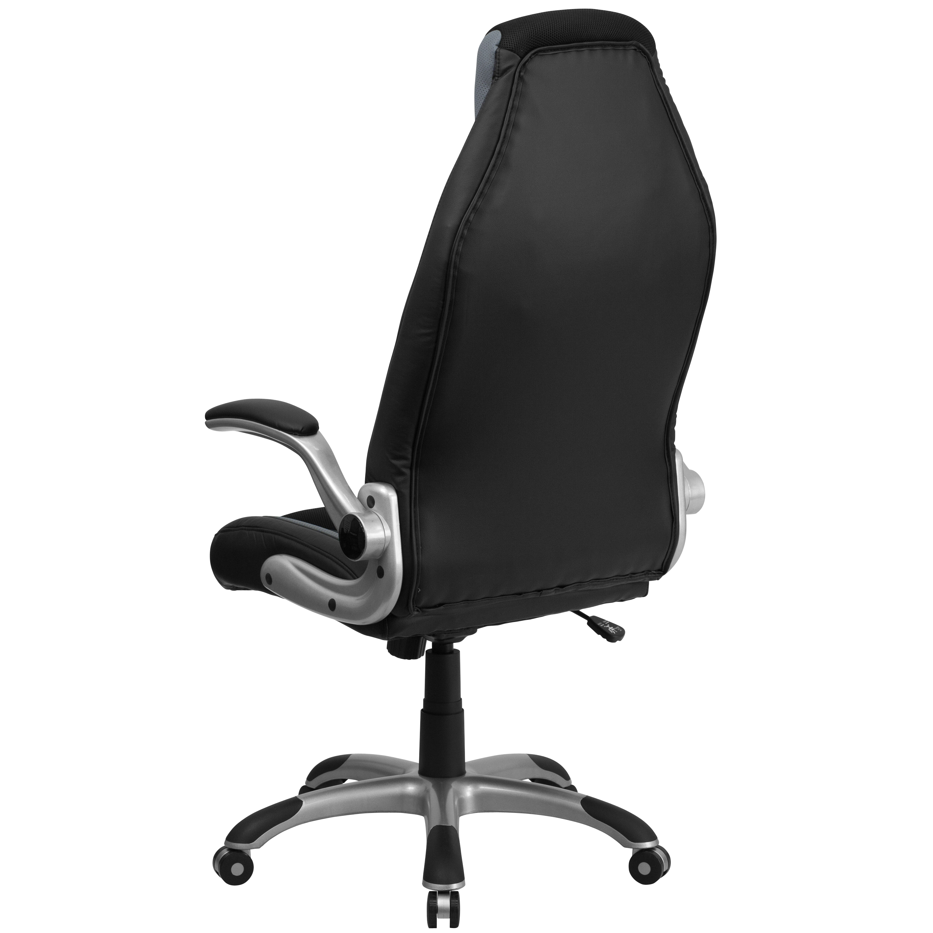 Flash Furniture High Back Black and Gray Vinyl Executive Swivel Ergonomic Office Chair with Black Mesh Insets and Flip-Up Arms - image 4 of 6