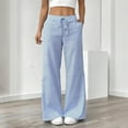 thumbnail image 2 of Teyfeniy Pinstripe Pants for Women High Waist Linen Pants Drawstring with Pocket Straight Wide Leg Casual Fashion Stylish Pants, 2 of 10
