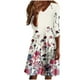 thumbnail image 1 of Vestido de vacaciones de manga larga con cuello en V informal con estampado de otoño para mujer a la moda Fridja yut5611, 1 of 5