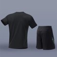 thumbnail image 4 of WILLBEST Camisa Corta de Manga Corta con Cuello En V y Solapa con Cremallera para Hombre, Pantalones Cortos de Cuerda Elástica, Traje Deportivo Informal de Dos Piezas, 4 of 4