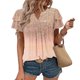 thumbnail image 2 of Camisas de Cuello de Tripulación de Manga Corta para las Mujeres Plisado Mangas de Ruffle, Cuello Redondo Casual Primavera Y Blusa de Verano, 2 of 7
