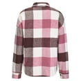 thumbnail image 5 of Otvok Womens Coats Plus Size Full Sleeve Plaid Print Turndown Collar Outwear, 5 of 6