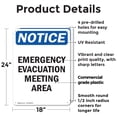 thumbnail image 2 of (2 Pack) Emergency Evacuation Meeting Area OSHA Notice Sign 18 Inch X 24 Inch Plastic Sign, Weather Resistant, UV Protected for Workplace, Business, and Construction Site, Made in the, 2 of 8